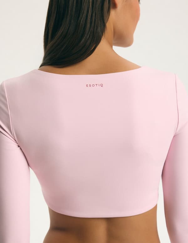 Julicious Bloovii långärmad Crop Top | Pastellrosa S