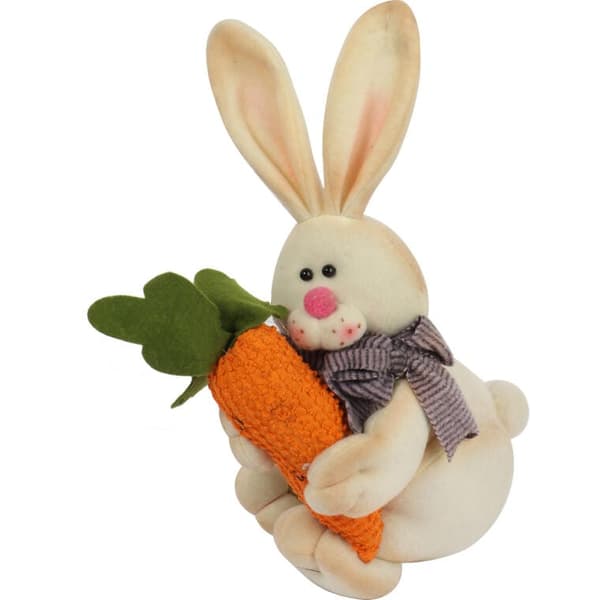 Plys påskehare med gulerod 37 cm - Stald dekorativ figur
