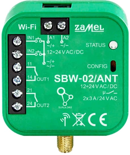 Grindkontroll för 2 SUPLA Wi-Fi-grindar med extern antenn ZAMEL