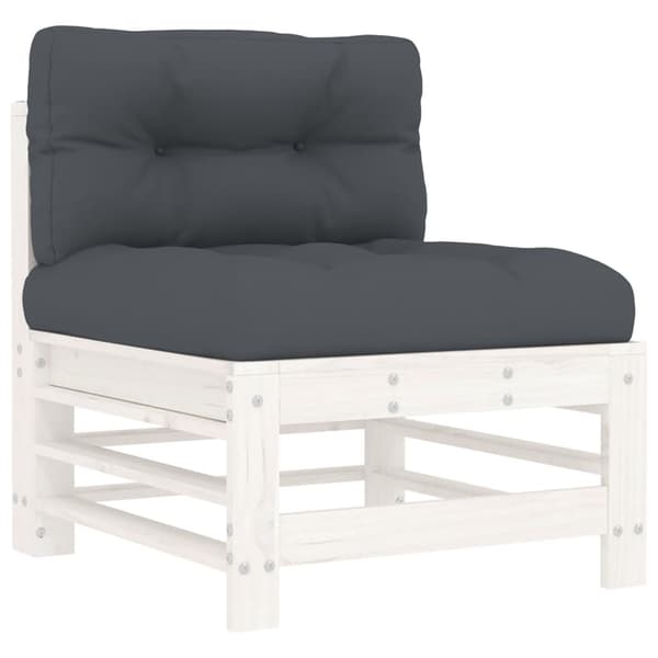 vidaXL Mittstolar med dynor, 2 st, vit, furu