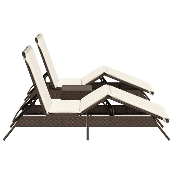 vidaXL Solstolar med bord, set om 2, brun, polyrotting