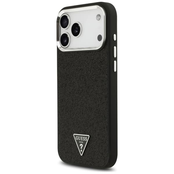 Guess Glitter Triangle Logo MagSafe-etui til iPhone 17 Pro Max, sort