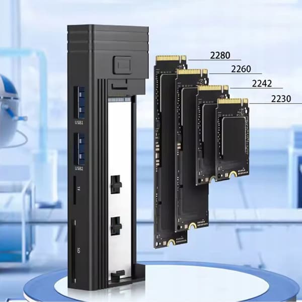 Zenwire USB-C 7-i-1 SSD-husbefæstelse M.2 NVME PCIE SATA SD-adapter