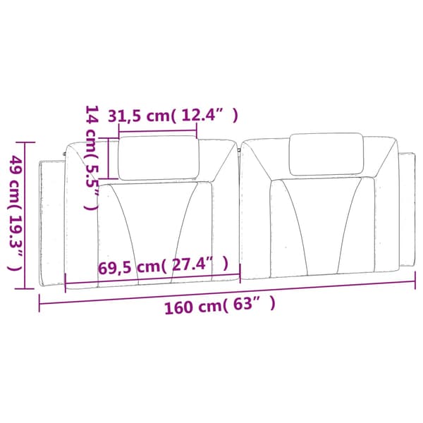 vidaXL hovedgærdehynde, grå, 160 cm, kunstlæder