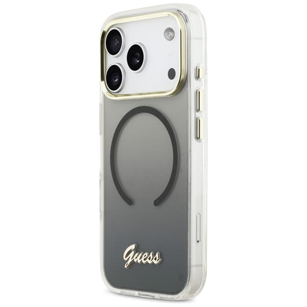 Guess IML Gradient Script Metal MagSafe-etui til iPhone 17 Pro, sort