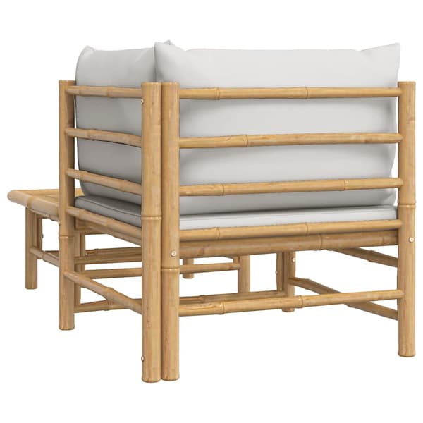 vidaXL 2-delat trädgårdsmöbelset, ljusgrå kuddar, bambu