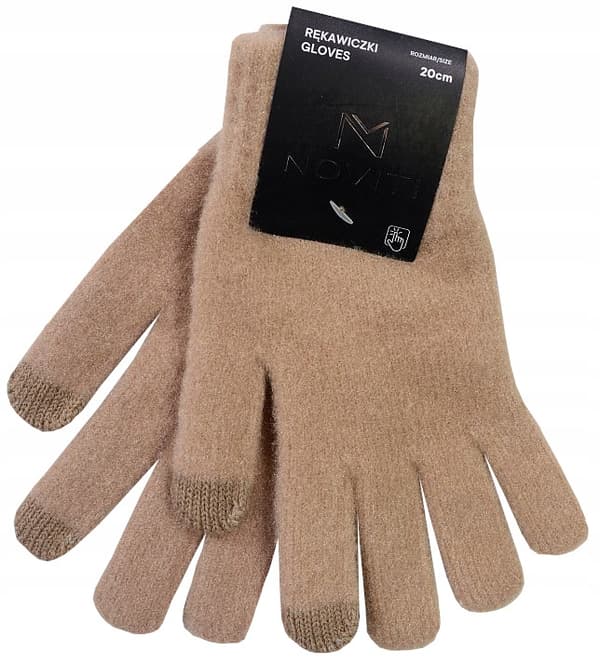 Femfingrede strikhandsker beige 18 cm 12+