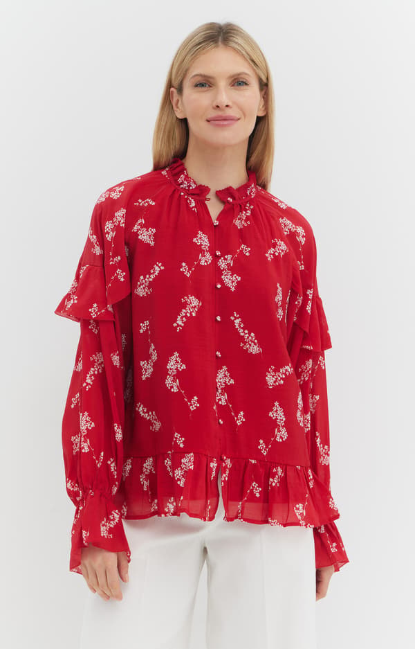 Blommig volangblus S