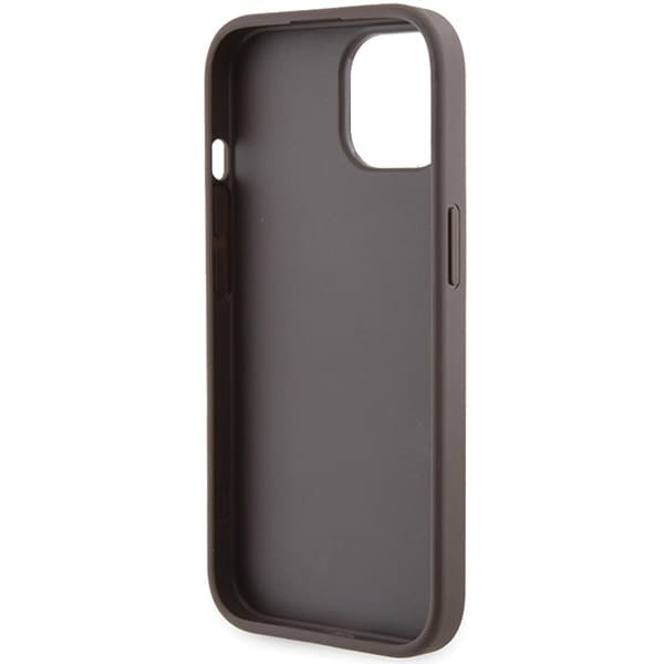 Guess Grip Stand 4G Triangle Strass-cover til iPhone 15, brun