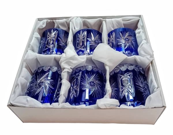 Koboltkrystal whiskyglas 280 ml Olivenkværn