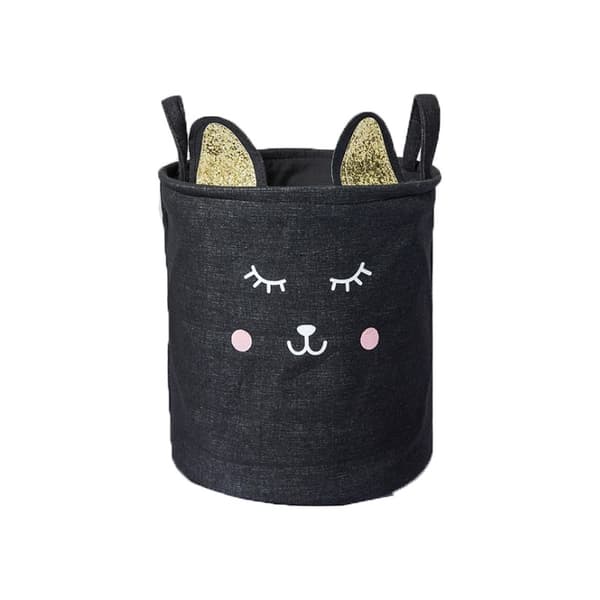Leksaksbehållare, korg, tvättpåse, svart katt OR27