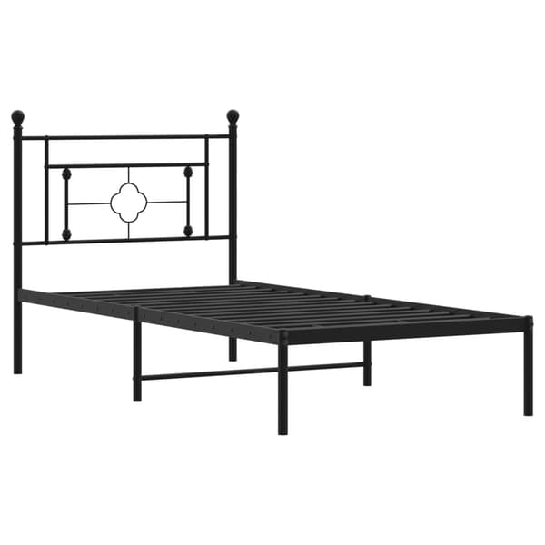 vidaXL metalsengestel med hovedgærde sort 90x200 cm