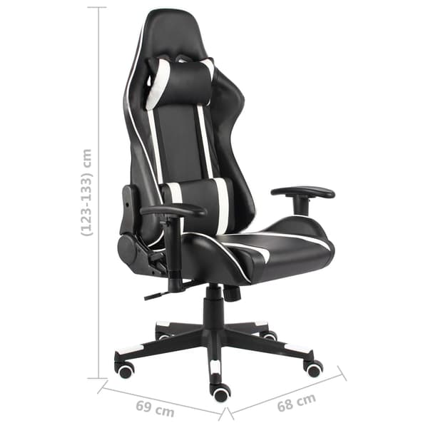 vidaXL snurrande spelstol, vit, PVC