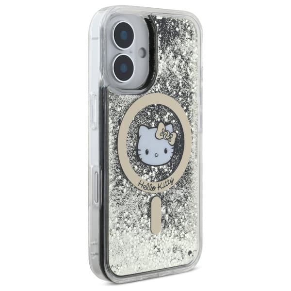Hello Kitty Liquid Glitter Fever MagSafe-etui til iPhone 16, sort og guld