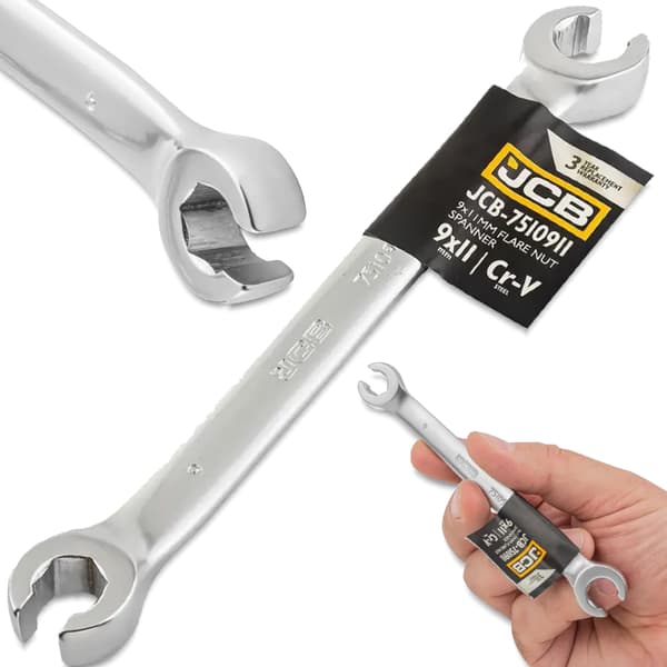 JCB SPLIT RINGNØGLE 9x11 mm 2-SIDET Cr-V stål 6-VINKEL