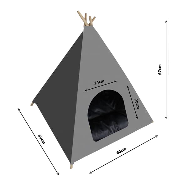 Tipi til hund/kat med hynde GRÅ HUNDE L
