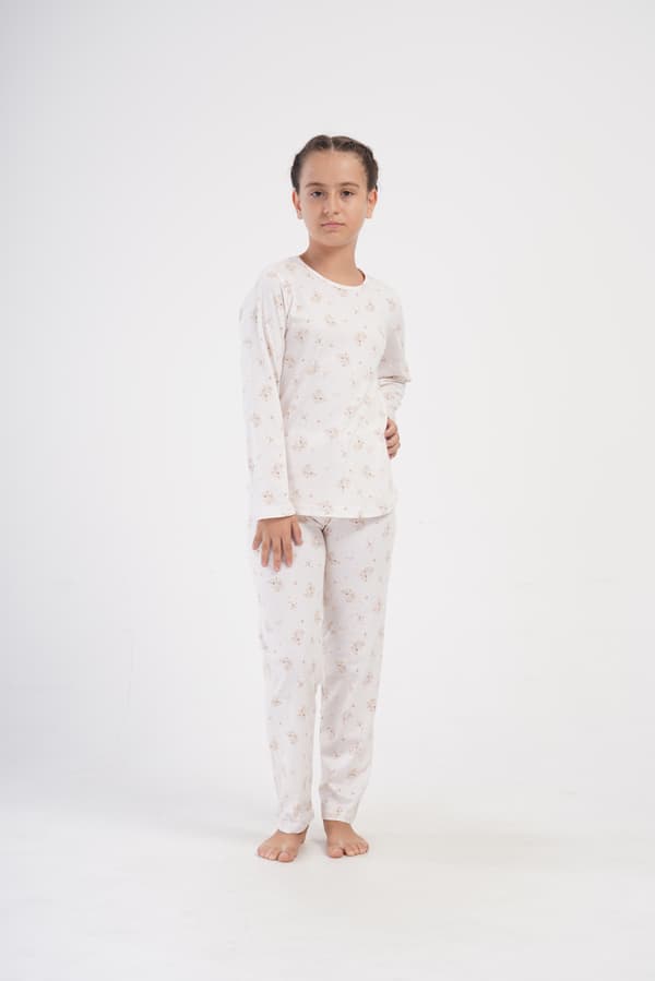 Flickpyjamas i bomull, långärmade och långbyxor, Vienetta 9/10 134