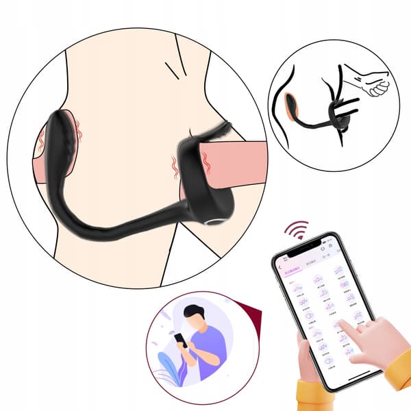 Prostatamassage med vibrerande ring och analplugg-app