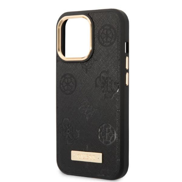 Guess Peony Logo Plate MagSafe-etui til iPhone 13 Pro / 13, sort