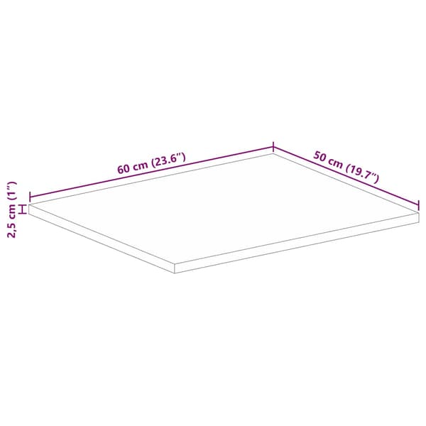 vidaXL bordplade 60x50x2,5 cm rektangulær massiv genbrugstræ