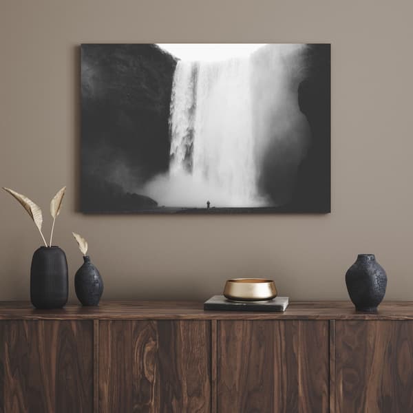 Canvastavla Svartvitt vattenfall 100x60 cm