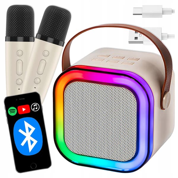 [paket] Karaokeset Högtalare 2 Mikrofoner Bluetooth USB SD Mini Jack Z3345B