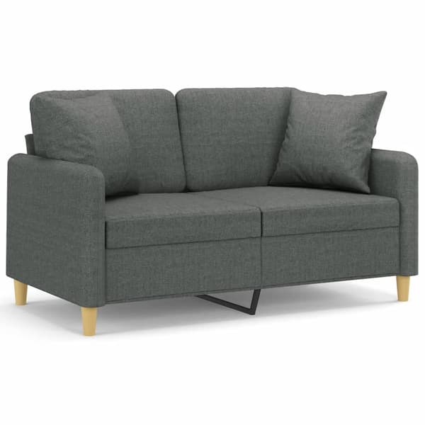 vidaXL 2-sitssoffa med kuddar, mörkgrå, 120 cm, tyg
