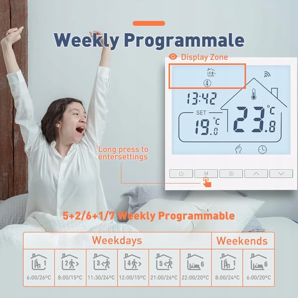 Beok Alexa, Google 3A TOL47WIFI Programmerbar WiFi-rumstermostat