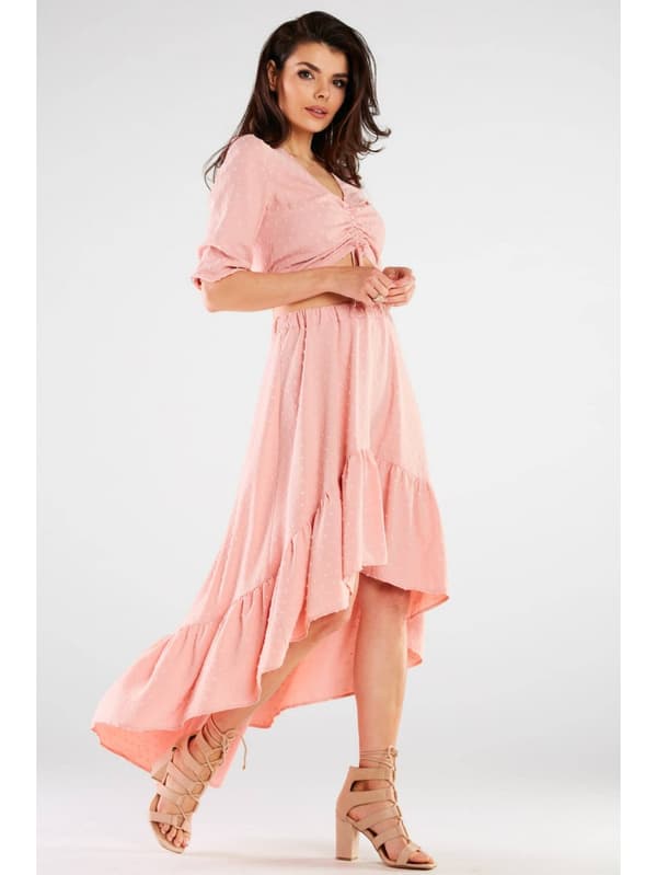 Pulverlyserød bluse med 3/4 ærmer XL