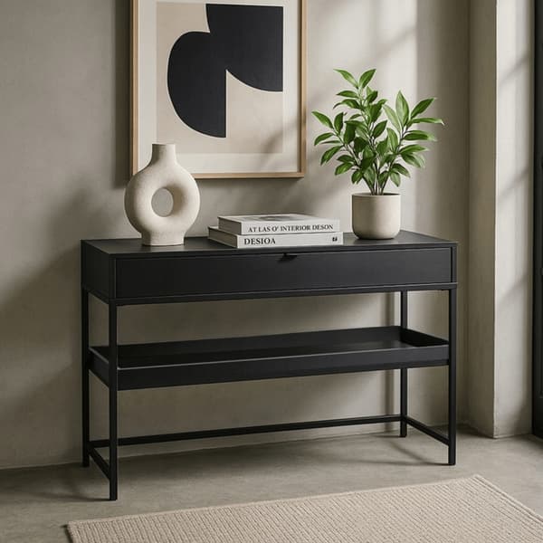 RUBY 100 cm hallkonsol med hyllplan, svart, modern