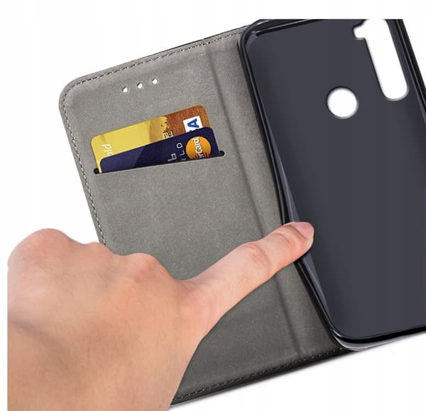 Etui til XIAOMI REDMI NOTE 8T SMART MAGNET BOOKETUIL SORT + GLAS