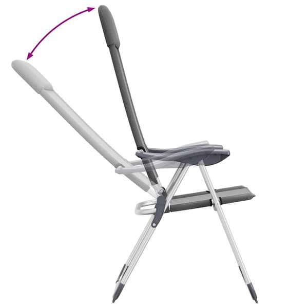 vidaXL foldbare campingstole, sæt med 2, grå, aluminium