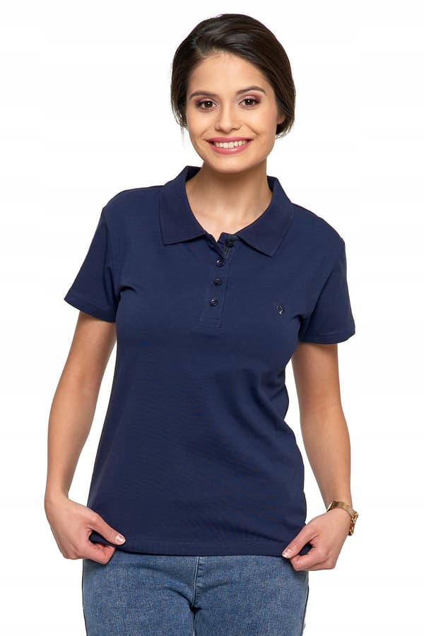 Dame bomuldspoloshirt med krave MORAJ S marineblå