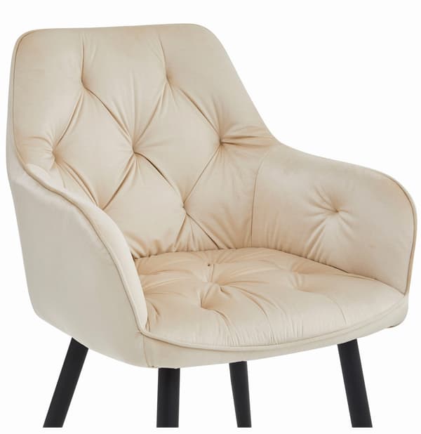 JORK stol - beige sammet / svarta ben x 2