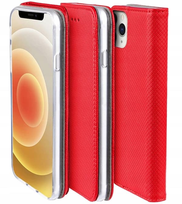 Etui til IPHONE 12 PRO MAX SMART BOOK MAGNET RØD BOG + GLAS