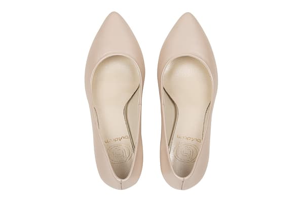Lave beige pumps med blokhæl Julia 36