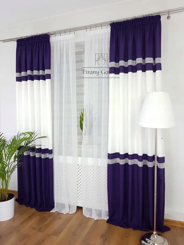 Valmiit verhot teipillä - violetti 2 kpl