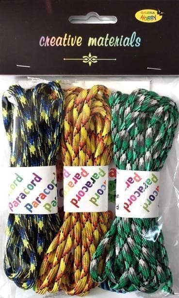 Paracord-setti 2,8 m, 3 väriä