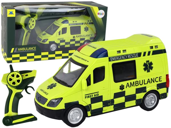 Fjernstyret gul ambulance med lys