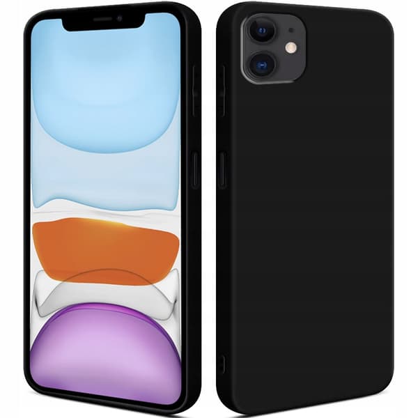 Etui til IPHONE 11 MAT SILIKONE BAGSIDER SORT + GLAS