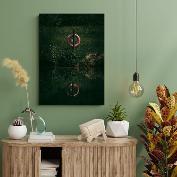 Lærredstryk Natur Mørk Sø 60x100 cm