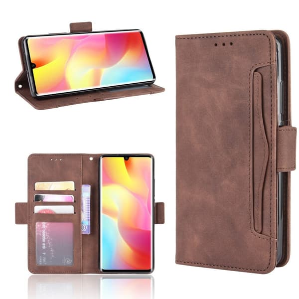 Flip-cover til Xiaomi Mi Note 10 Lite, kortholder, brun