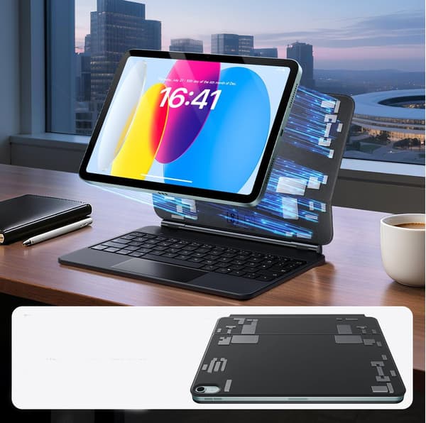 Tangentbordsfodral för iPad 10 generation 10,9″ HOU MF-10 Bluetooth-pekplatta QWERTZ