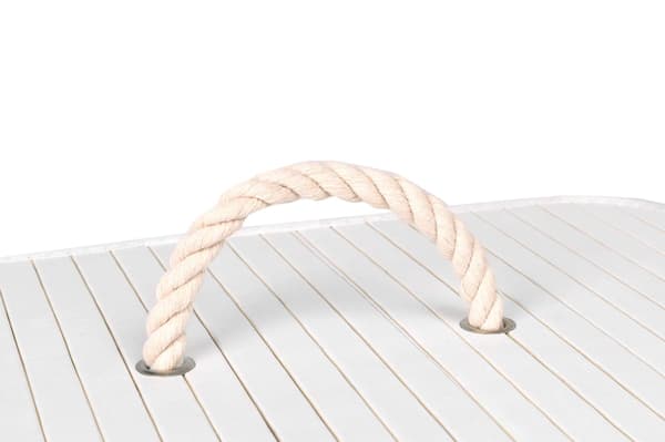 Bambu tvättkorg med lock 80L vit och grå
