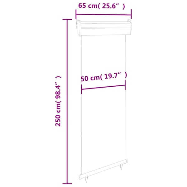 vidaXL sidemarkise til balkon 60 x 250 cm grå