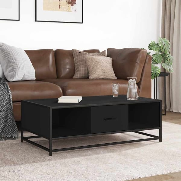 vidaXL sofabord, sort, 100x57x35 cm, træbaseret materiale