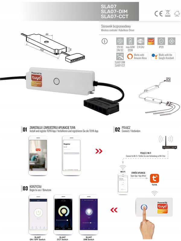 App-styret LED-lampe med justerbar CCT-lysfarve, sort SLL05