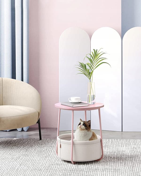 Runt soffbord, pastellrosa, 45 cm