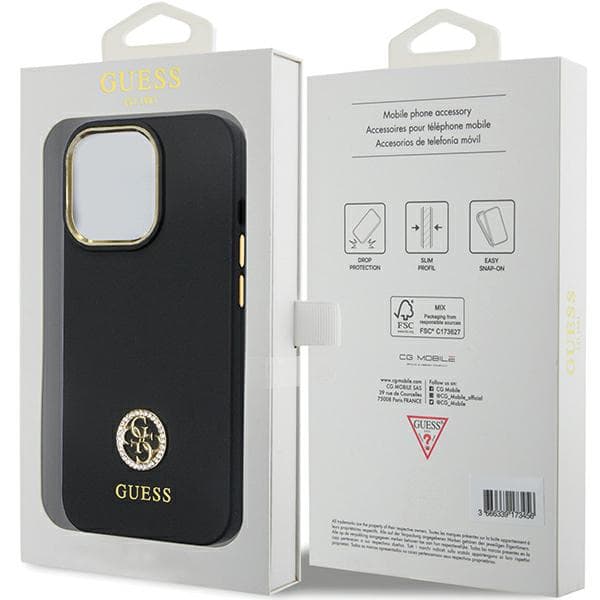 Guess Silikone Logo Strass 4G Etui til iPhone 13 Pro / 13, Sort