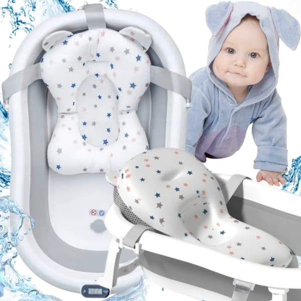 FOLDBART BABYBADEKURV MED SILIKONE-LCD-TERMOMETERPUDE